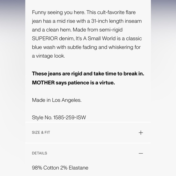 MOTHER The Weekender Size 29 NWT - Picture 9 of 17